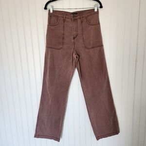 SANCTUARY Mauve 100% Cotton High Waisted Wide Leg Denim Pants 28